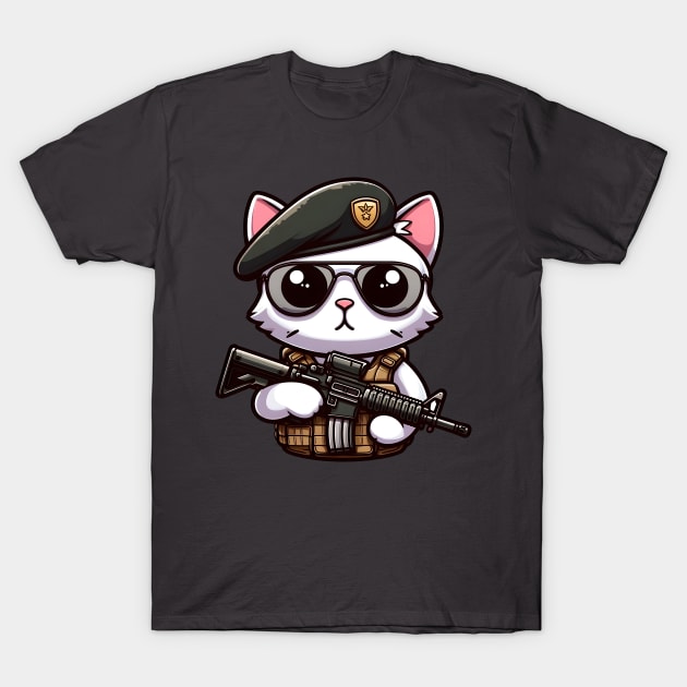 Tactical Cat T-Shirt by Rawlifegraphic